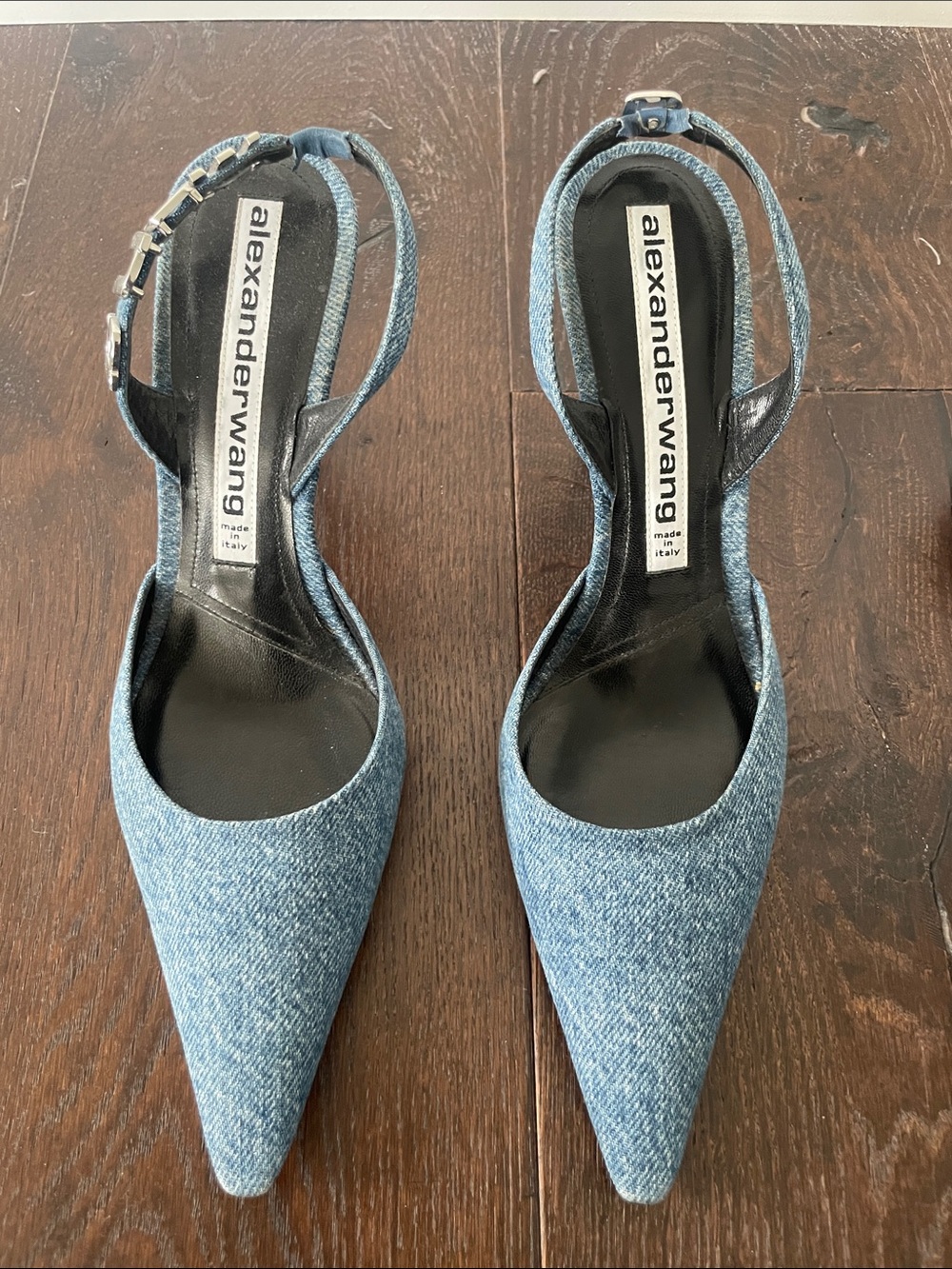 Alexander Wang Grace Slingback Denim Pointed Toe Pumps size 38